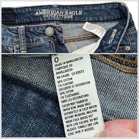 American Eagle Distressed Stretch Denim Cut-Off & Frayed‎ Shorts — SZ 0 LIKE NEW - Picture 5 of 12